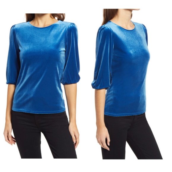 Halogen Tops - Halogen Velvet Bubble Sleeve Top XL